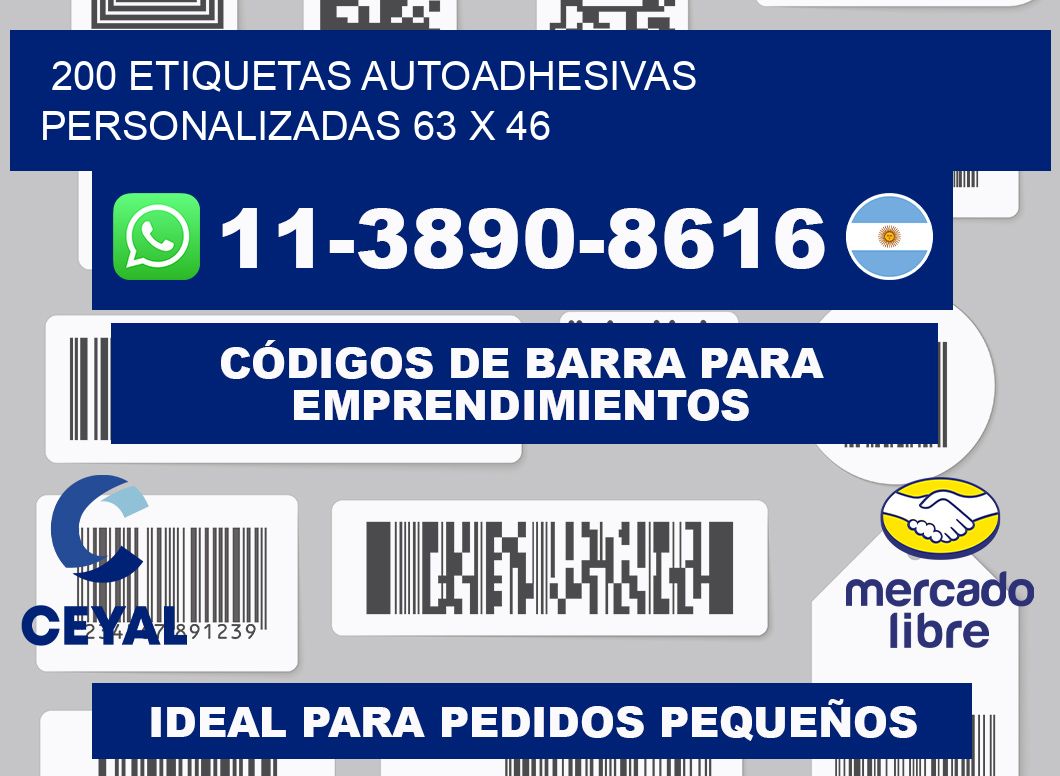 200 Etiquetas autoadhesivas personalizadas 63 x 46