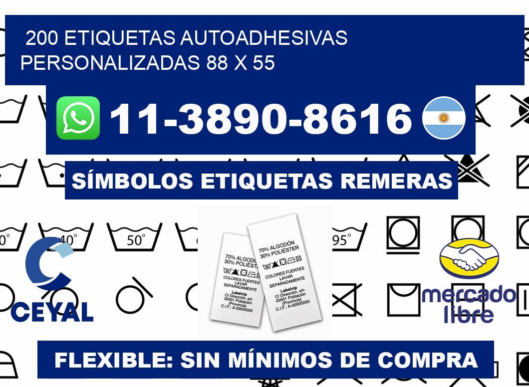 200 Etiquetas autoadhesivas personalizadas 88 x 55