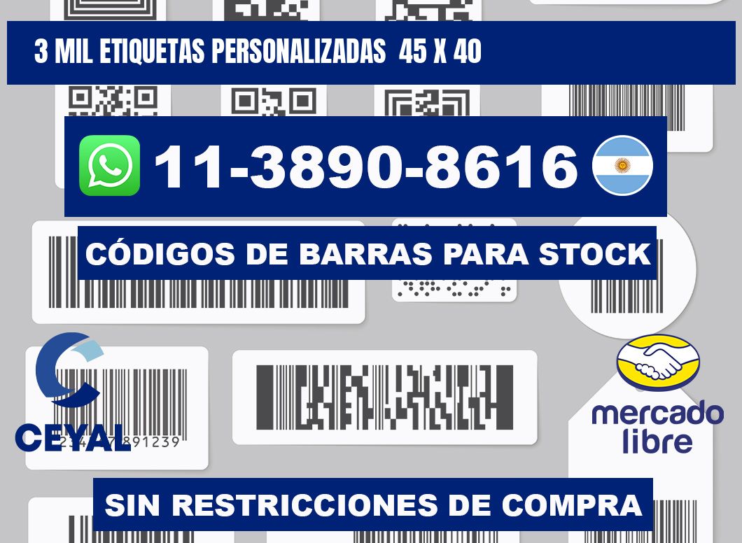 3 mil etiquetas personalizadas  45 x 40