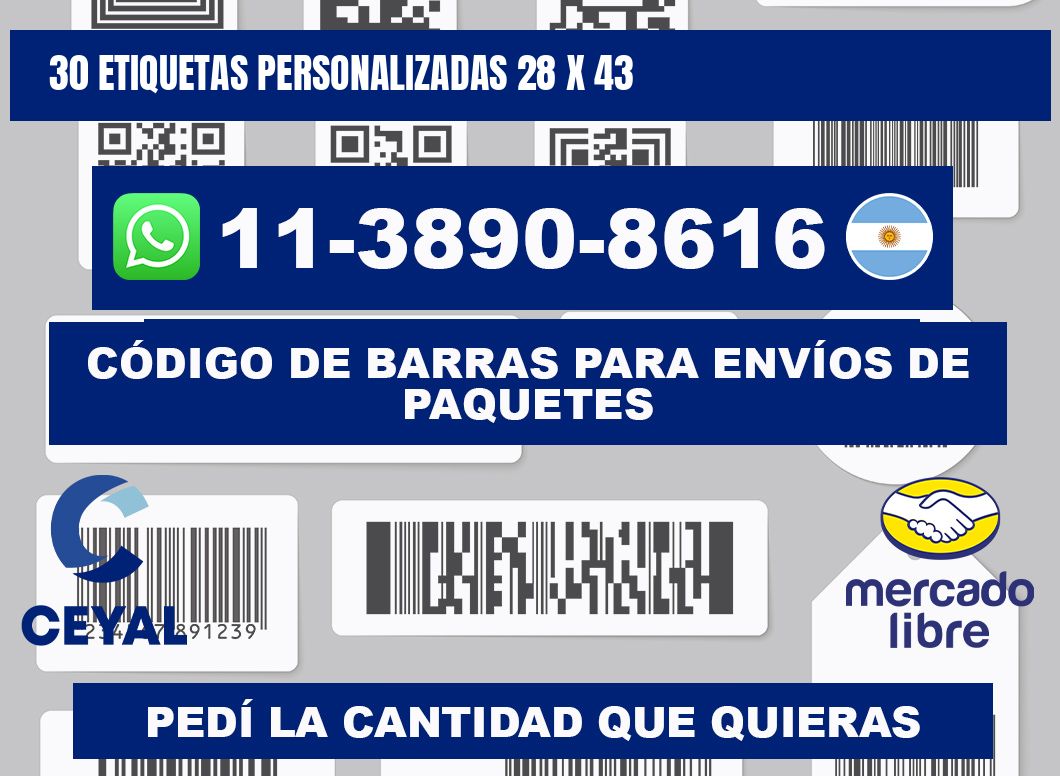 30 ETIQUETAS PERSONALIZADAS 28 x 43