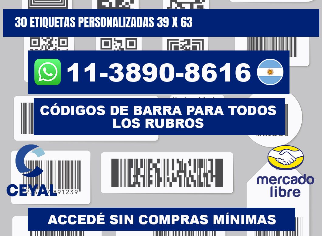 30 ETIQUETAS PERSONALIZADAS 39 x 63
