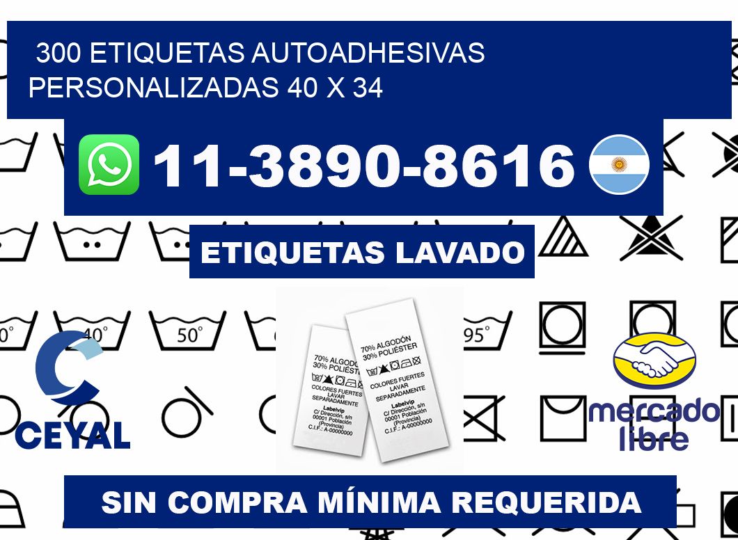 300 Etiquetas autoadhesivas personalizadas 40 x 34