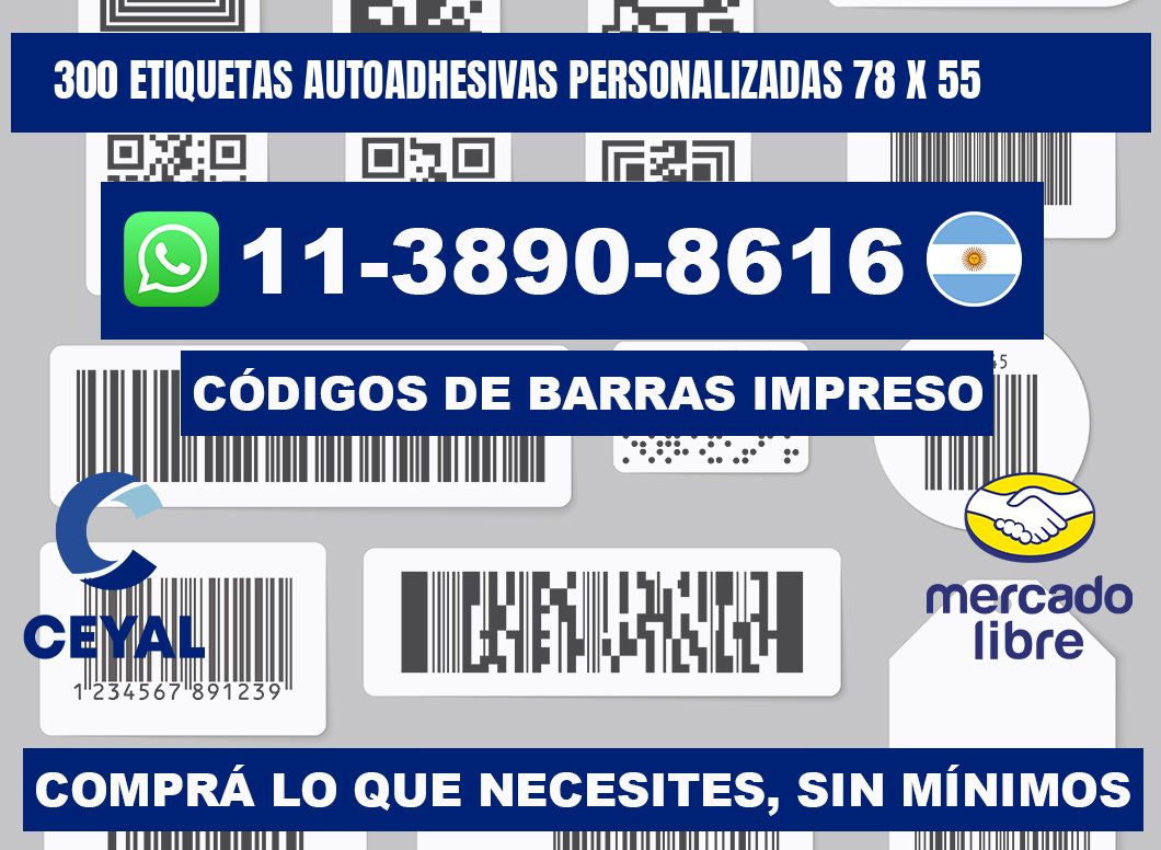 300 Etiquetas autoadhesivas personalizadas 78 x 55