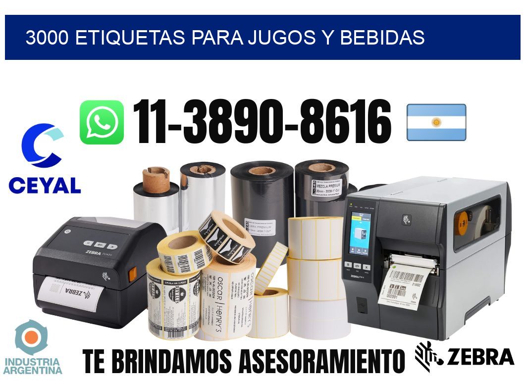 3000 Etiquetas para jugos y bebidas