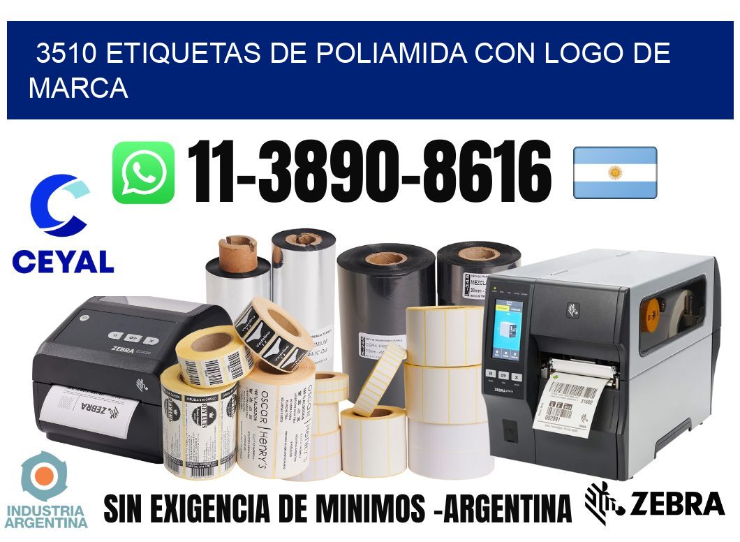 3510 Etiquetas de poliamida con logo de marca