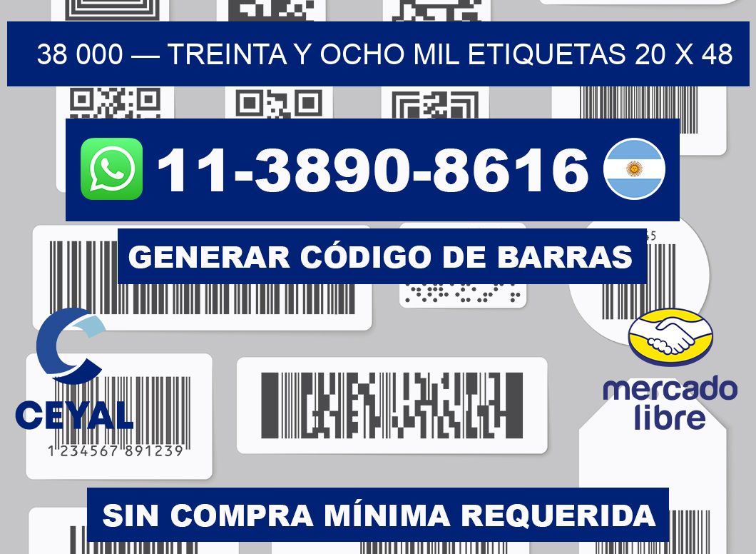 38 000 — treinta y ocho mil etiquetas 20 x 48