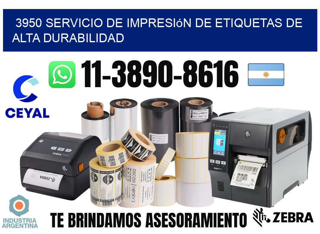 3950 Servicio de impresión de etiquetas de alta durabilidad