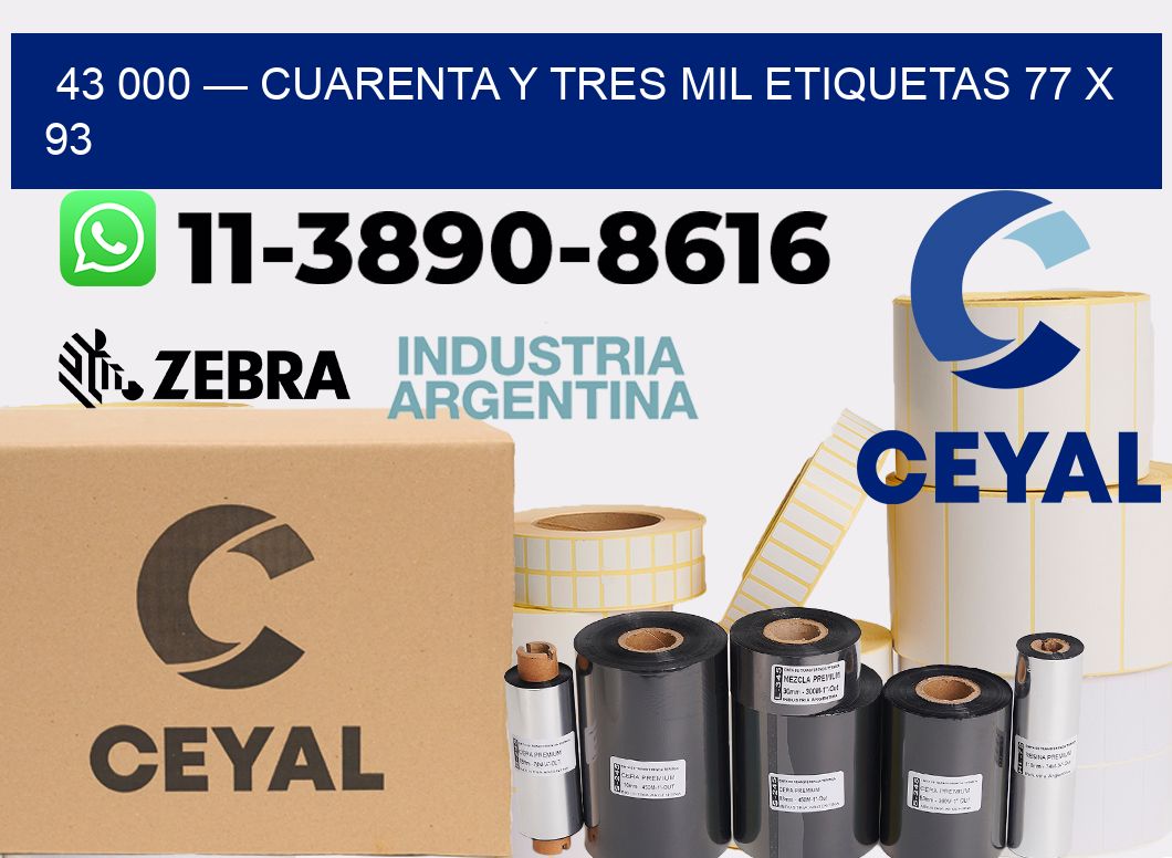 43 000 — cuarenta y tres mil etiquetas 77 x 93