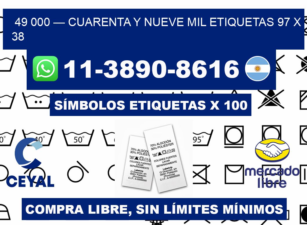 49 000 — cuarenta y nueve mil etiquetas 97 x 38