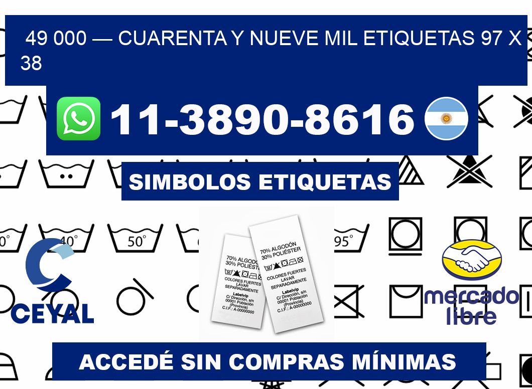49 000 — cuarenta y nueve mil etiquetas 97 x 38