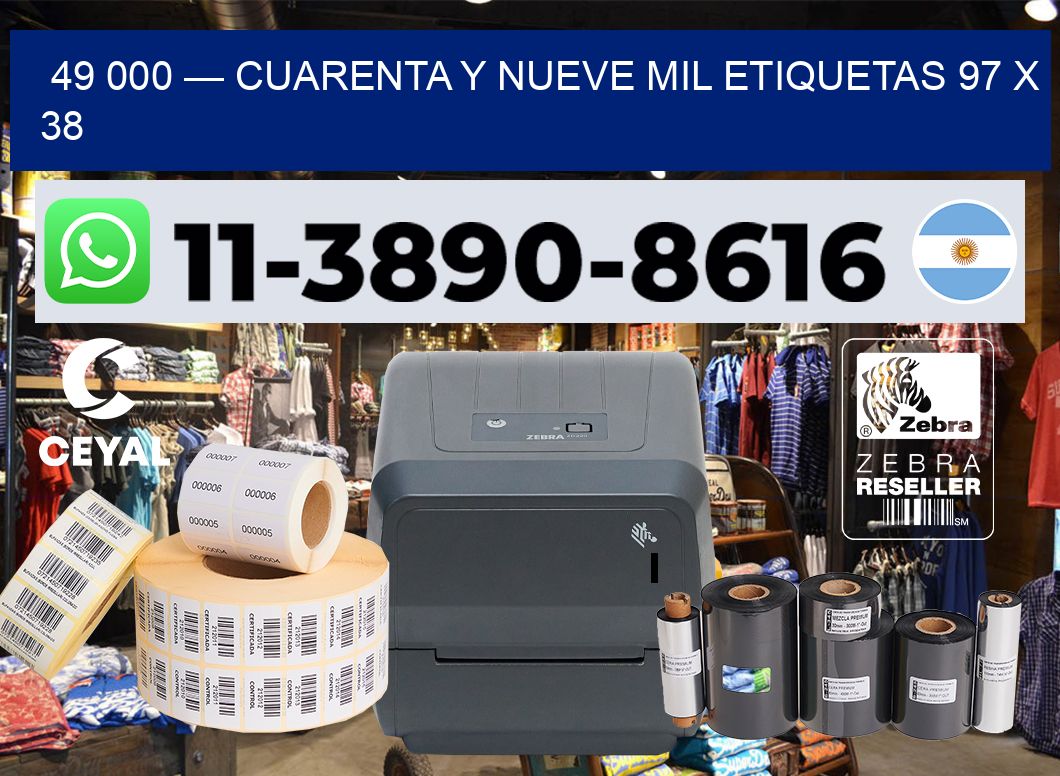 49 000 — cuarenta y nueve mil etiquetas 97 x 38