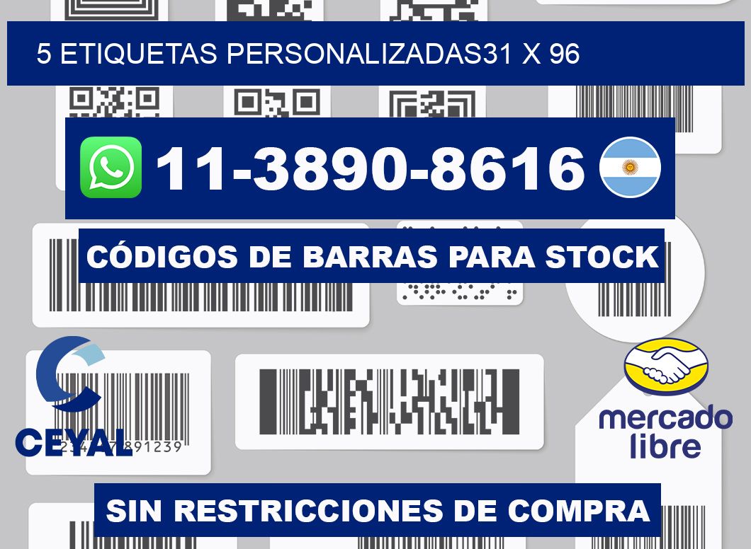 5 ETIQUETAS PERSONALIZADAS31 x 96