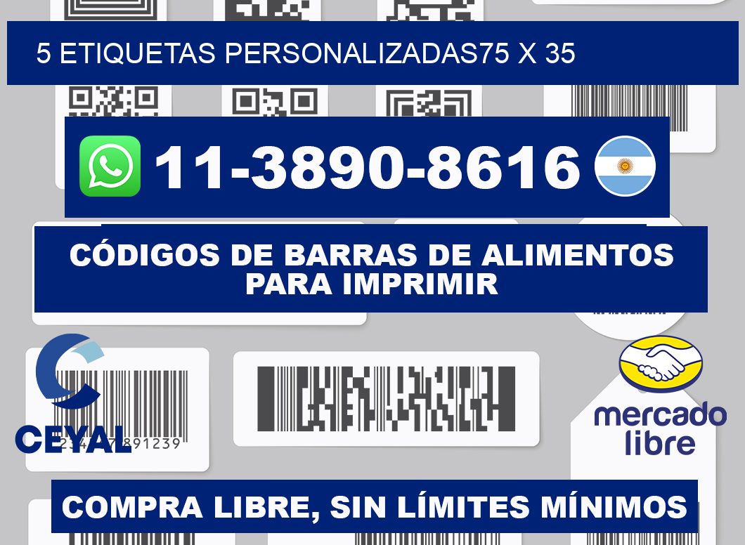 5 ETIQUETAS PERSONALIZADAS75 x 35