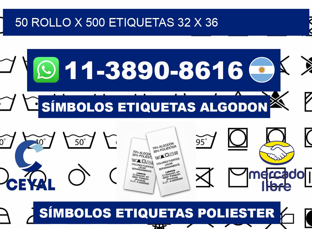 50 rollo x 500 etiquetas 32 x 36