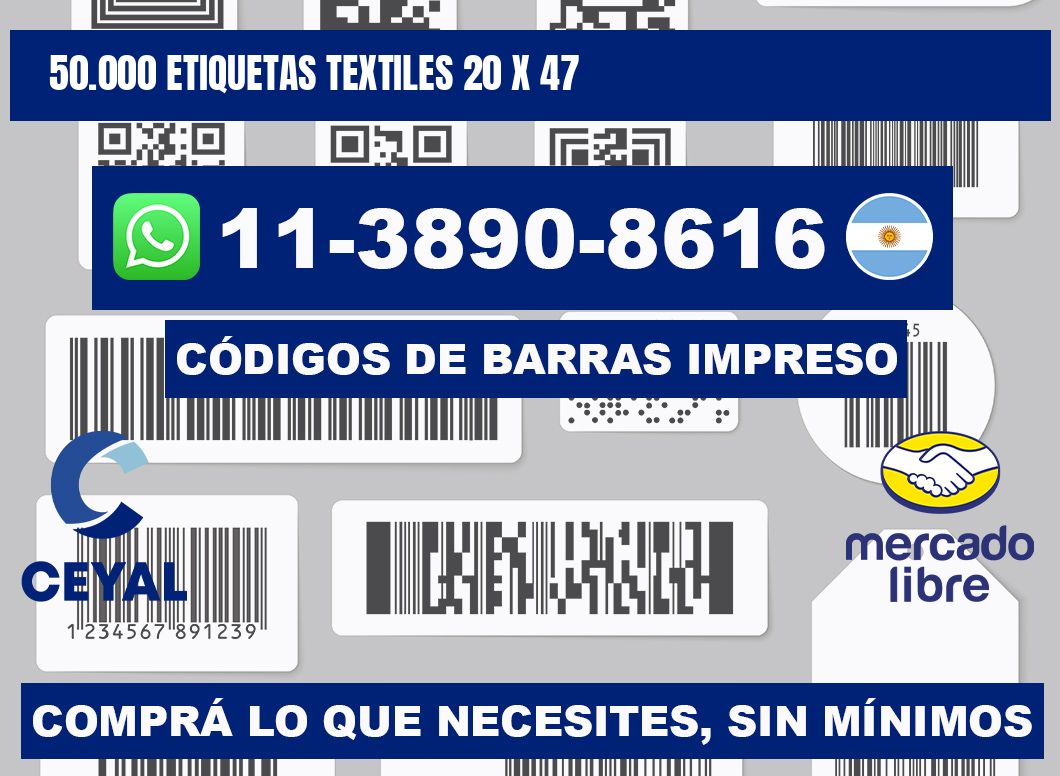 50.000 ETIQUETAS TEXTILES 20 x 47