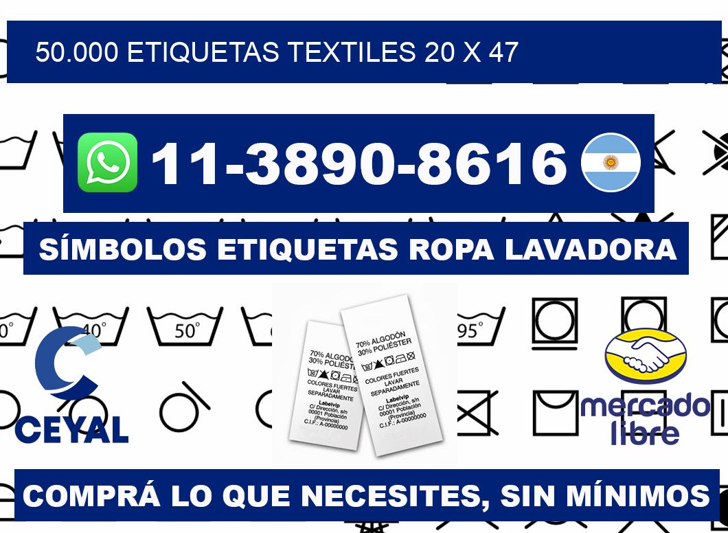 50.000 ETIQUETAS TEXTILES 20 x 47