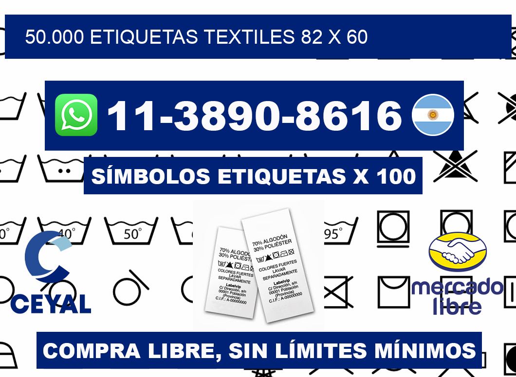 50.000 ETIQUETAS TEXTILES 82 x 60