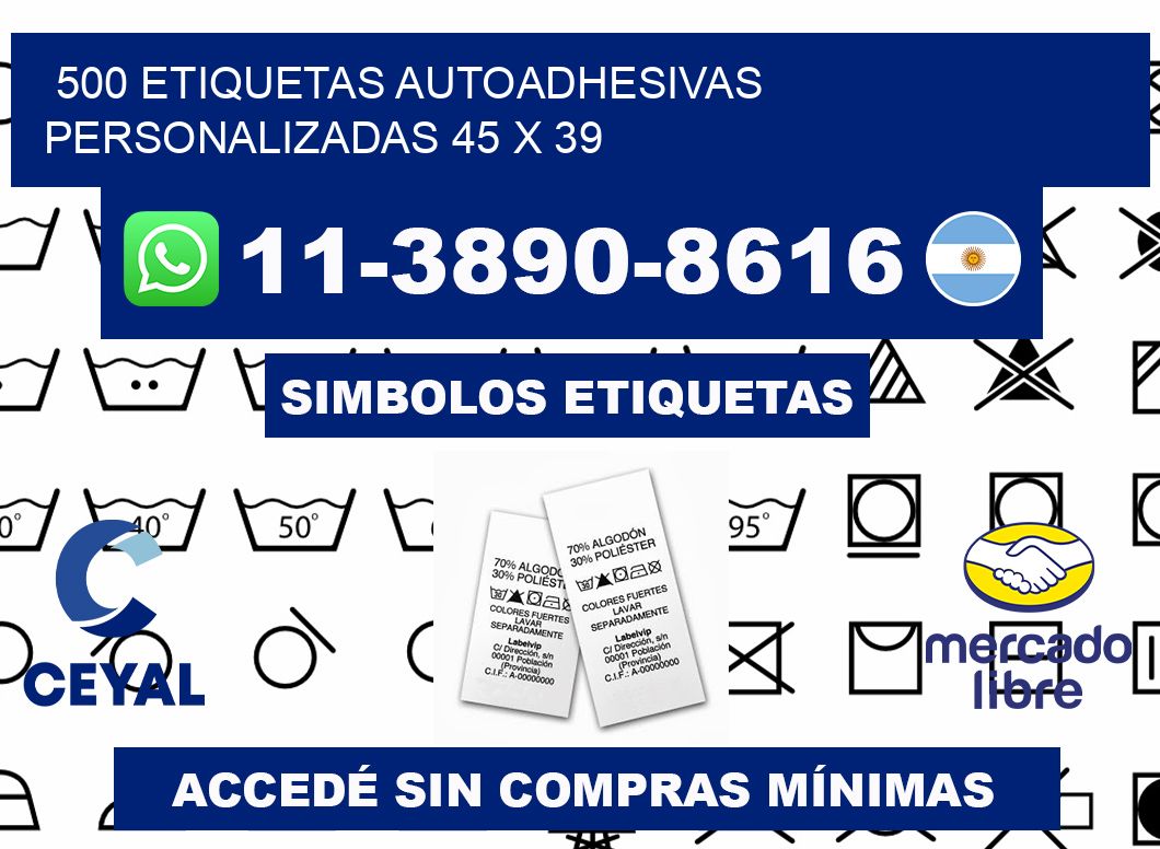 500 Etiquetas autoadhesivas personalizadas 45 x 39