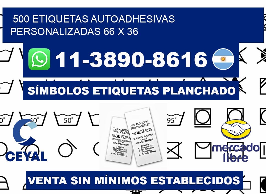 500 Etiquetas autoadhesivas personalizadas 66 x 36