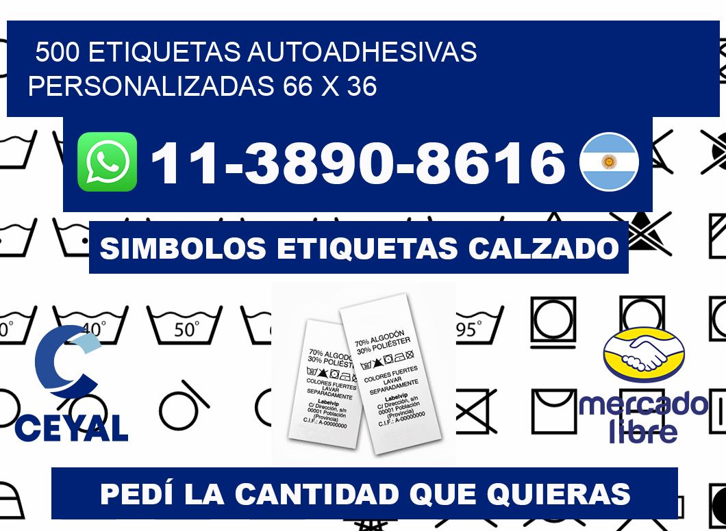 500 Etiquetas autoadhesivas personalizadas 66 x 36