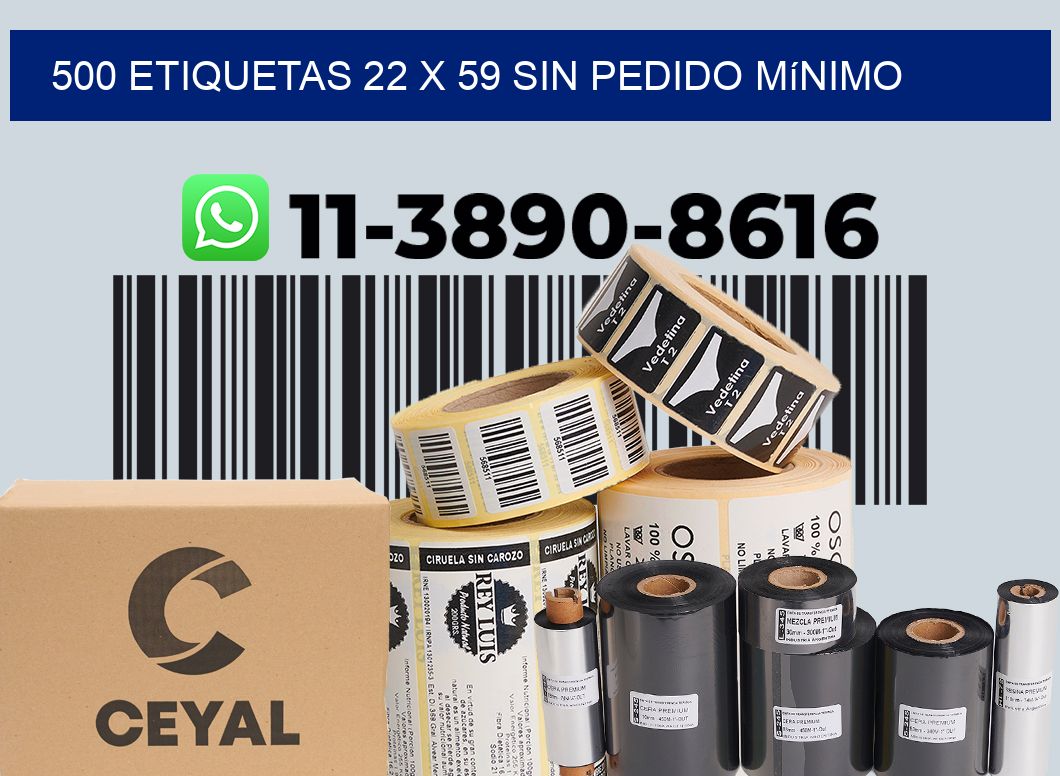 500 etiquetas 22 x 59 Sin pedido mínimo
