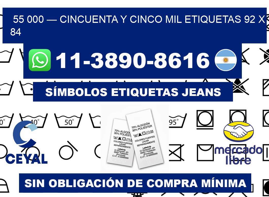 55 000 — cincuenta y cinco mil etiquetas 92 x 84