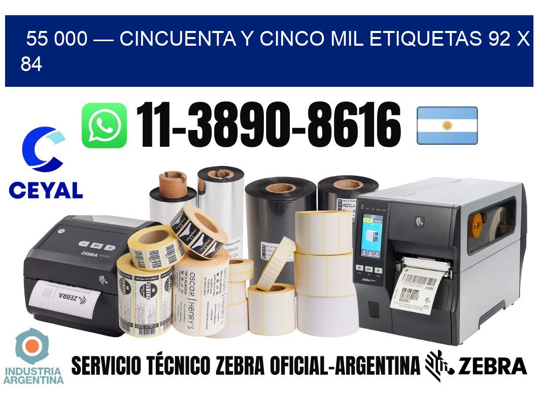 55 000 — cincuenta y cinco mil etiquetas 92 x 84