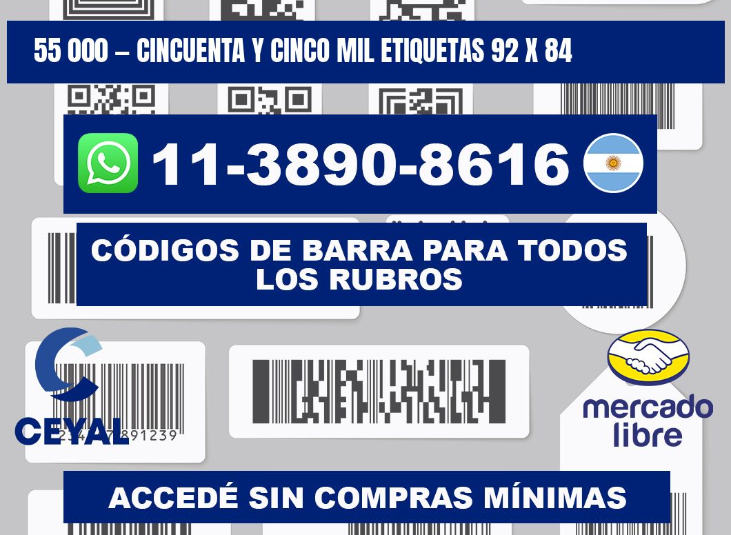 55 000 — cincuenta y cinco mil etiquetas 92 x 84
