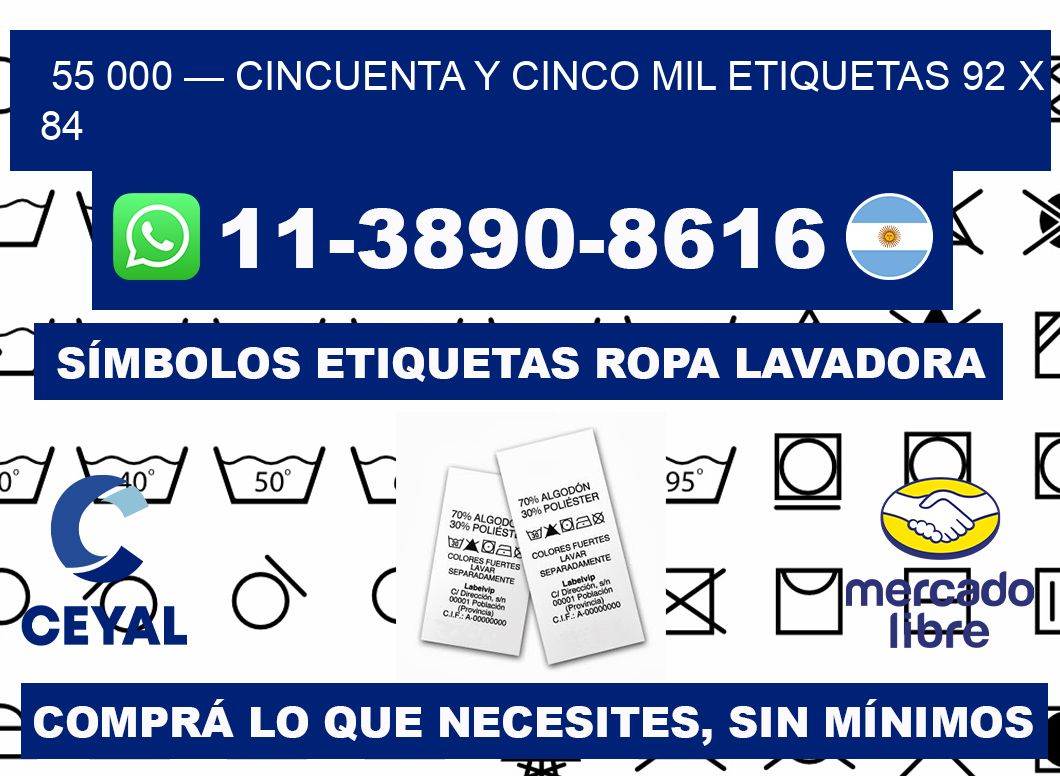 55 000 — cincuenta y cinco mil etiquetas 92 x 84