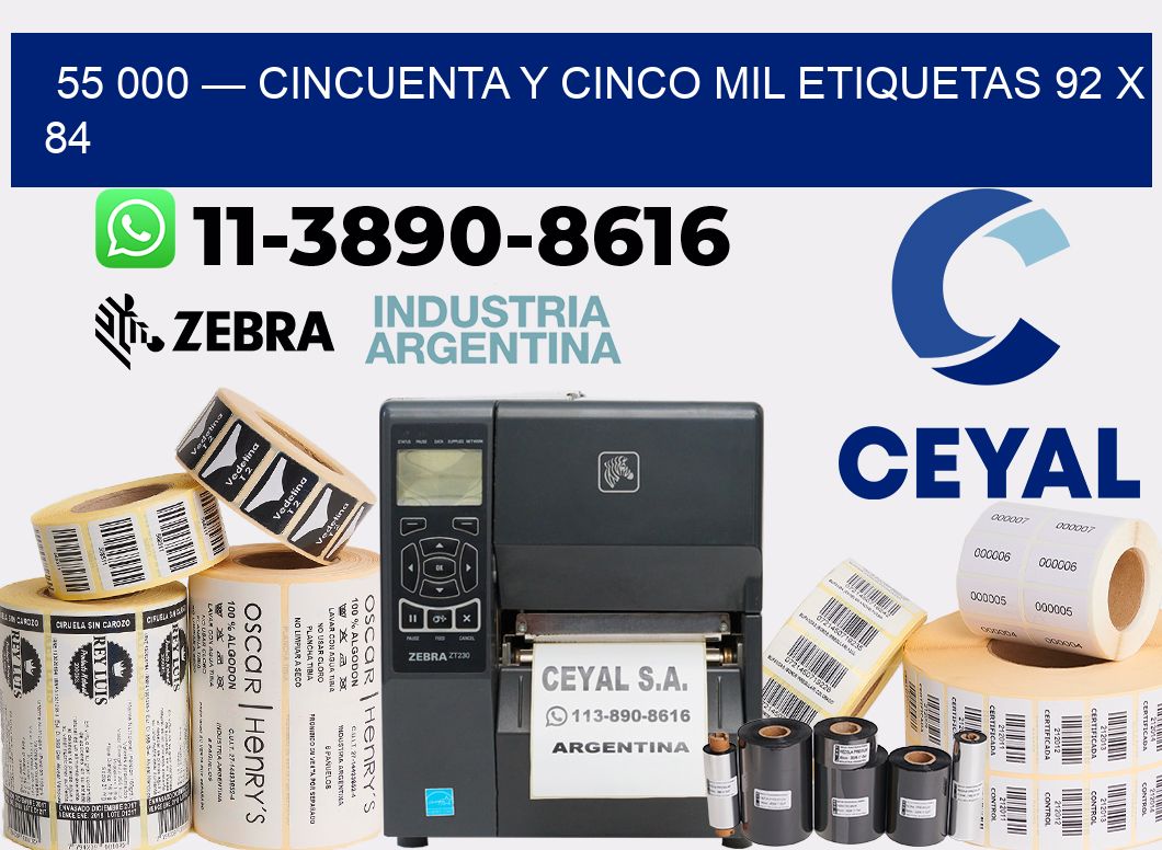 55 000 — cincuenta y cinco mil etiquetas 92 x 84