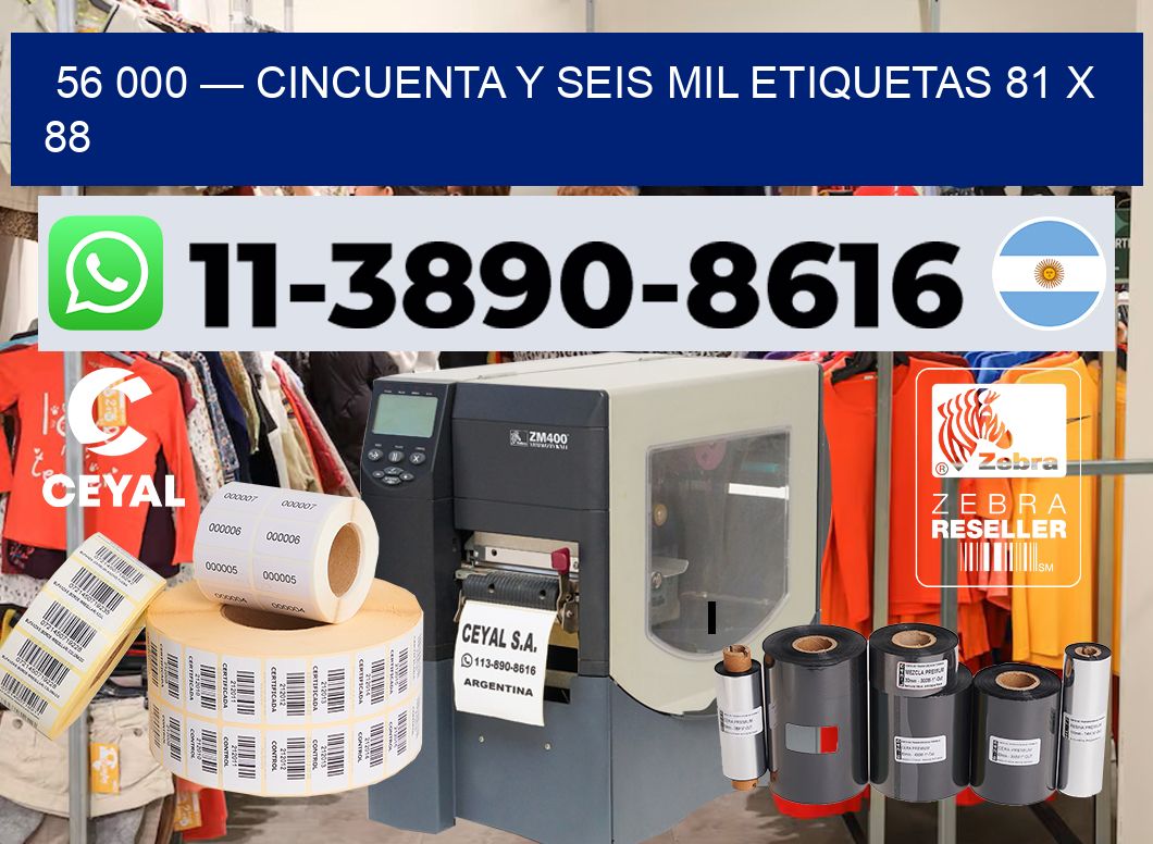 56 000 — cincuenta y seis mil etiquetas 81 x 88