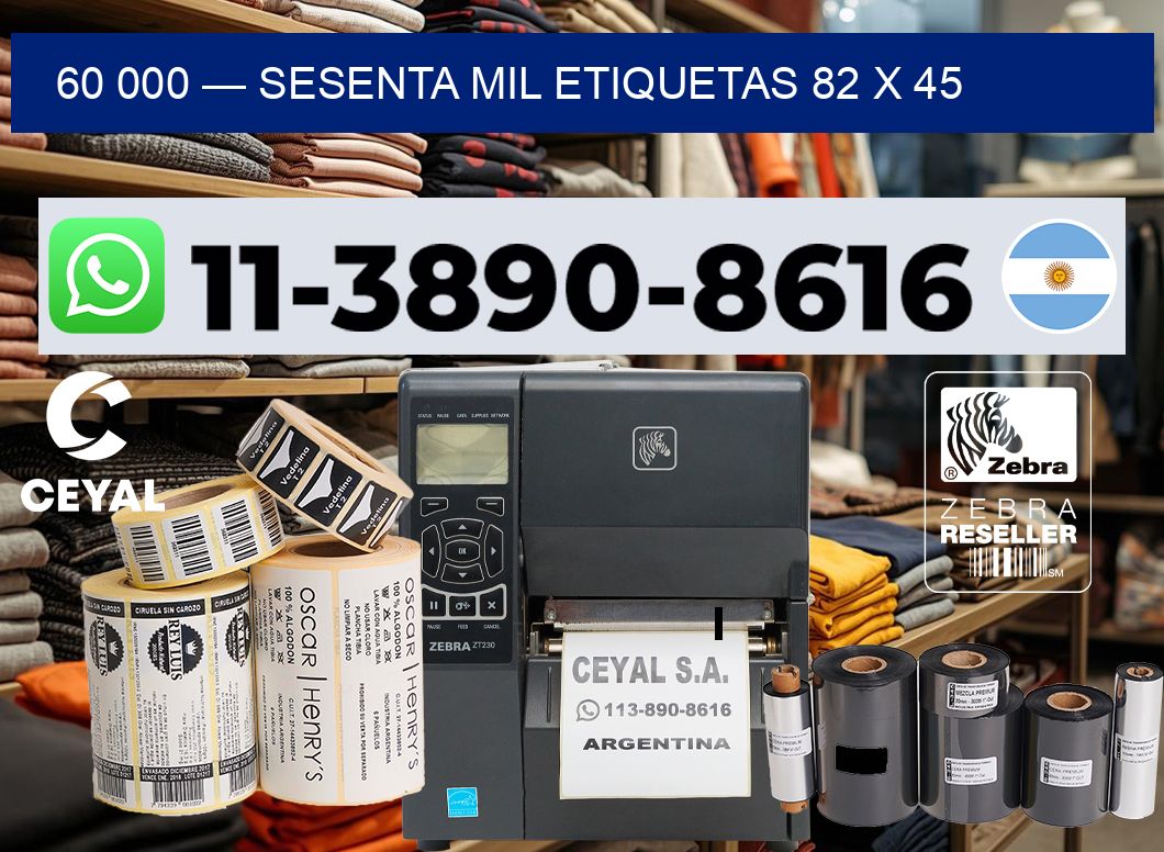 60 000 — sesenta mil etiquetas 82 x 45