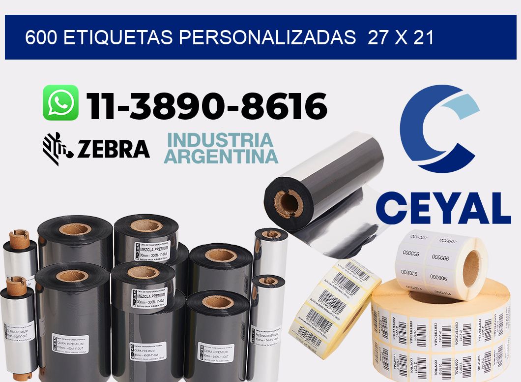 600 etiquetas personalizadas 27 x 21