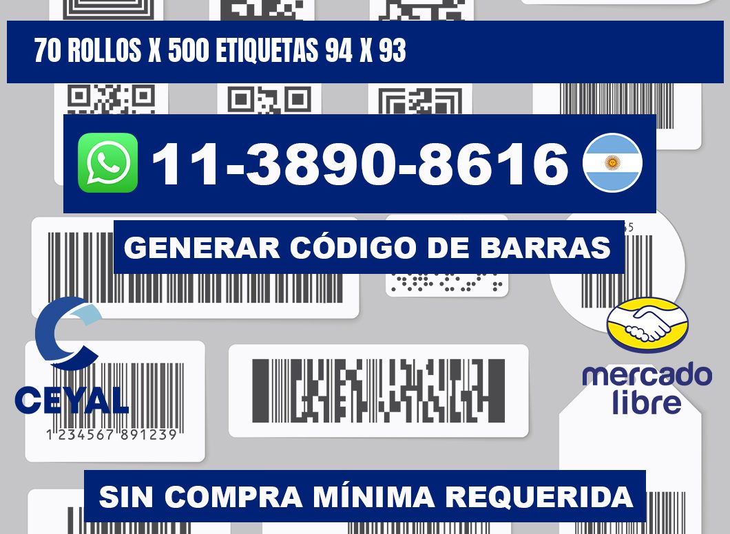70 rollos x 500 etiquetas 94 x 93