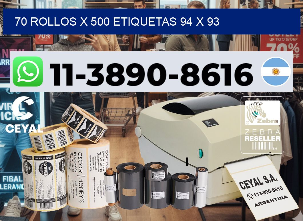70 rollos x 500 etiquetas 94 x 93