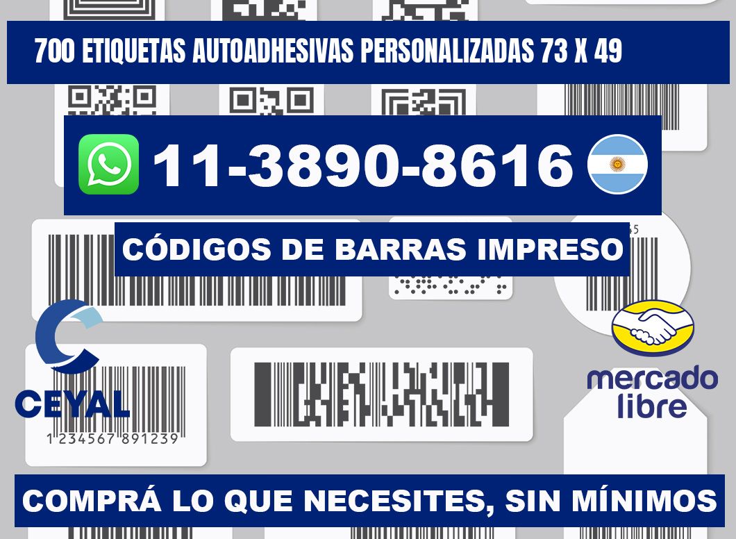 700 Etiquetas autoadhesivas personalizadas 73 x 49