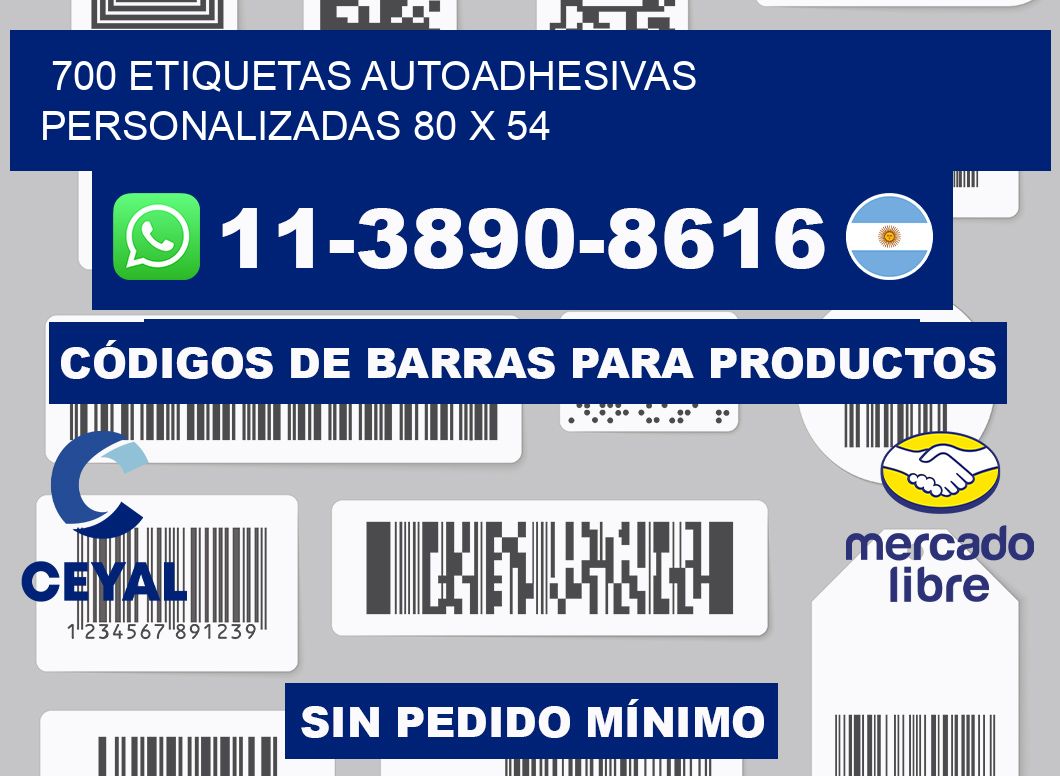 700 Etiquetas autoadhesivas personalizadas 80 x 54