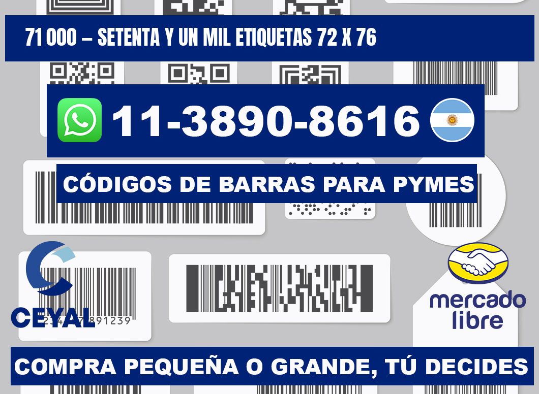 71 000 — setenta y un mil etiquetas 72 x 76