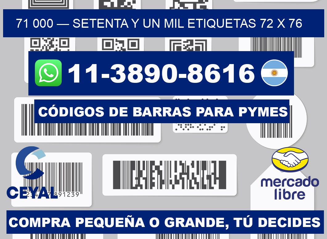 71 000 — setenta y un mil etiquetas 72 x 76