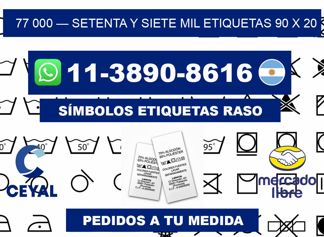 77 000 — setenta y siete mil etiquetas 90 x 20