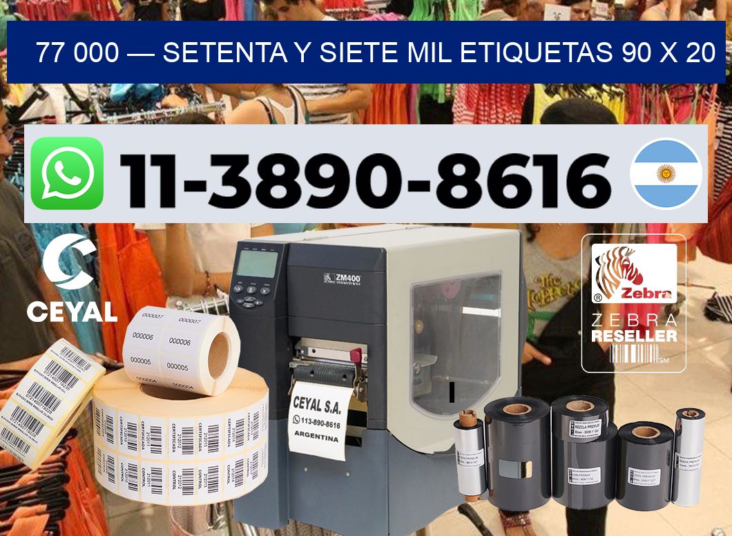 77 000 — setenta y siete mil etiquetas 90 x 20