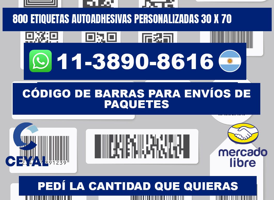 800 Etiquetas autoadhesivas personalizadas 30 x 70