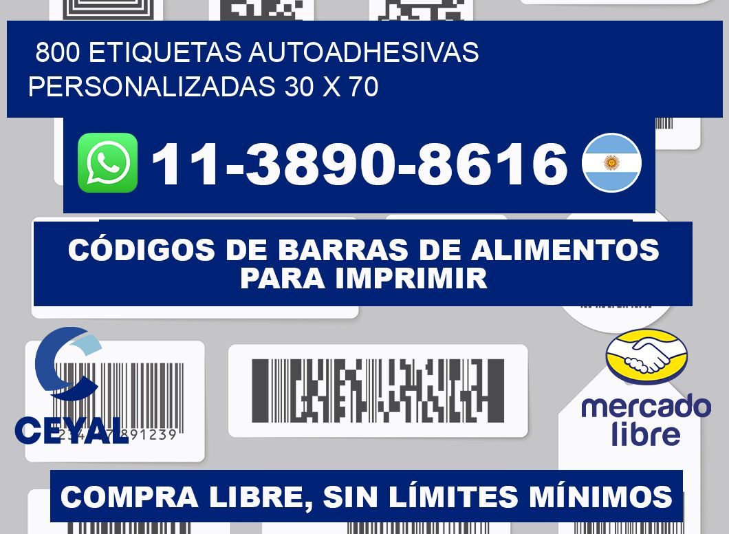 800 Etiquetas autoadhesivas personalizadas 30 x 70