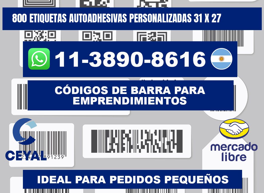 800 Etiquetas autoadhesivas personalizadas 31 x 27