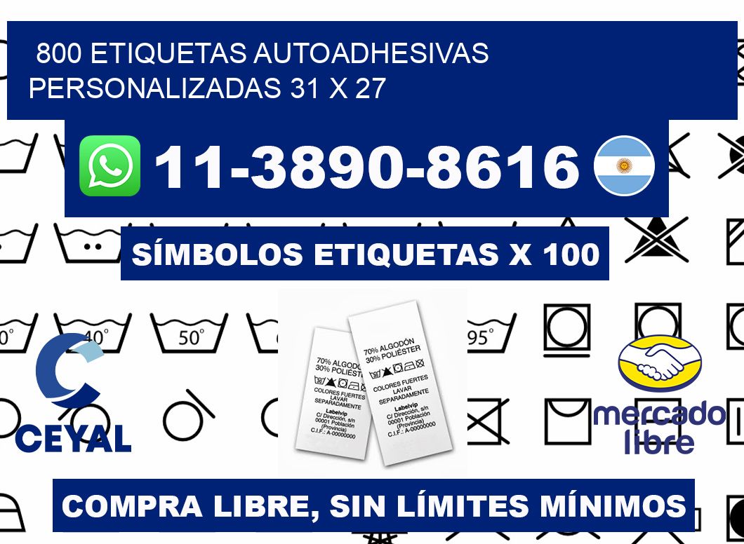800 Etiquetas autoadhesivas personalizadas 31 x 27