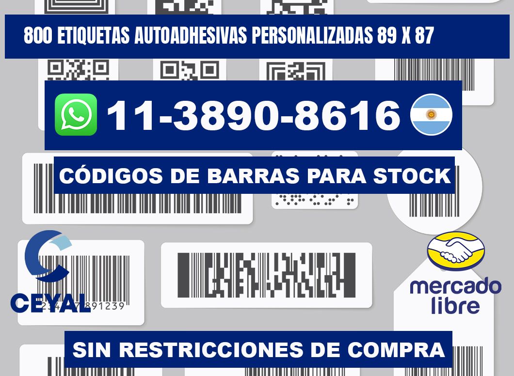 800 Etiquetas autoadhesivas personalizadas 89 x 87