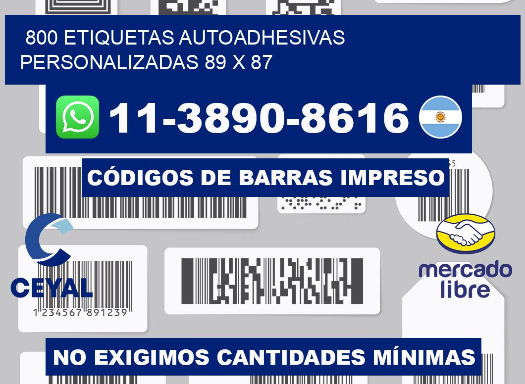 800 Etiquetas autoadhesivas personalizadas 89 x 87