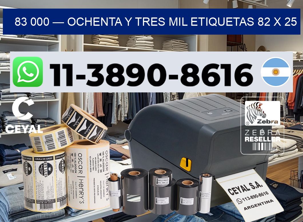 83 000 — ochenta y tres mil etiquetas 82 x 25