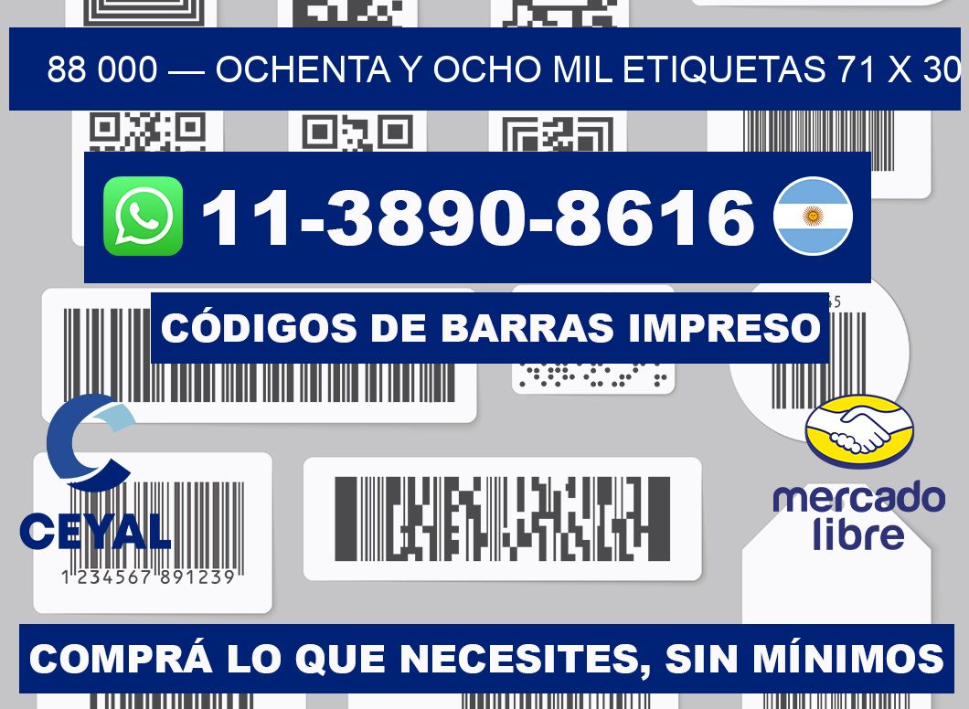 88 000 — ochenta y ocho mil etiquetas 71 x 30