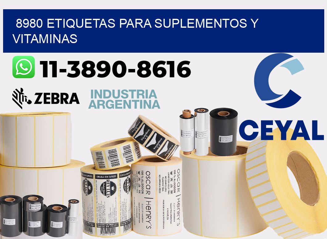8980 Etiquetas para suplementos y vitaminas